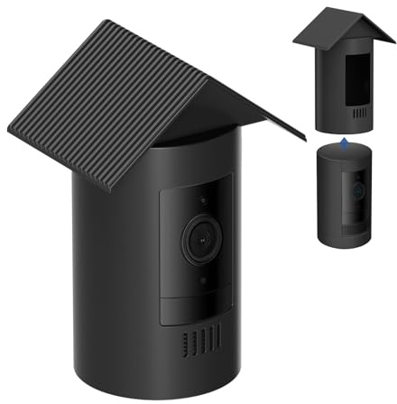 Silicone Skin for Ring Stick Up Cam Battery & Plug-in (3rd Gen) – Weatherproof Outdoor Camera Cover Case, UV & Heat Resistant Accessories with Anti-Glare Sun Hood – Black