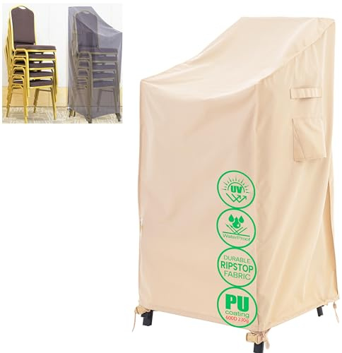 F&J Outdoors Gartenstuhl Abdeckung Stapelstühle 69x94x91/119cm Wasserdicht | Wasserdichte Schutzhülle für Stapelstühle, 230g PU-Ripstop, UV-beständig, windfest, mit Kordelzug & Schnalle