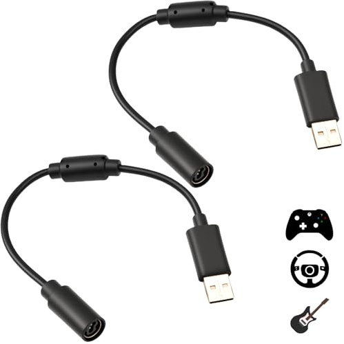2 Pack USB Breakaway Cable for Logitech G920 G923 G27 G29 for Xbox 360 Controllers Guitar Hero for Rocksmith Real Tone Cable Adapter Driving Force Thrustmaster Ferrari 458 Spider Racing Wheel Cord