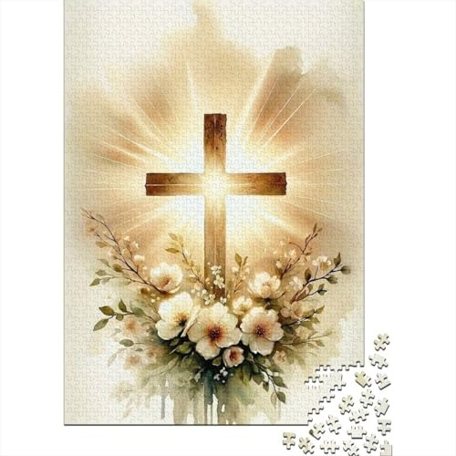 Puzzles 1000 Teile Christliches Kreuz Licht Puzzle 38x26cm/1000pcs Für Erwachsene Und Kinder Pädagogisches Familienpuzzle DIY Karton