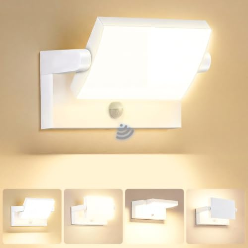 GXXG LED Wandlampe Außen mit Bewegungsmelder 40W 4000lm IP65 Schwarz | 3000K Warmweiß Außenwandleuchten, 350° schwenkbar, Aluminium, 50.000h, Innen & Außen für Garage Garten Terrasse Hauseingang