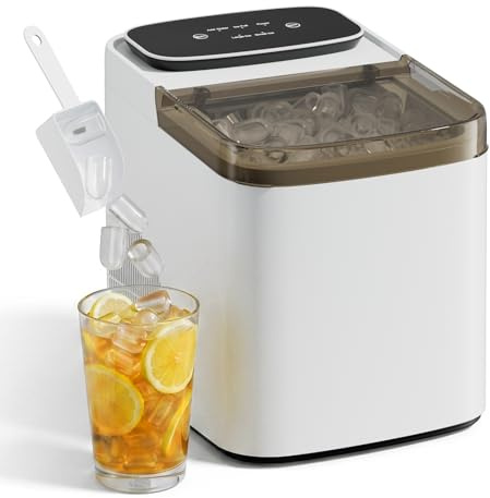 ROVSUN Ice Maker Machine, 9 Ice in 7 Mins, 2 Sizes of Ice, 12KG in 24Hrs | Compact Ice Machine for Home， Self-Cleaning Portable Ice Machine for Home Kitchen