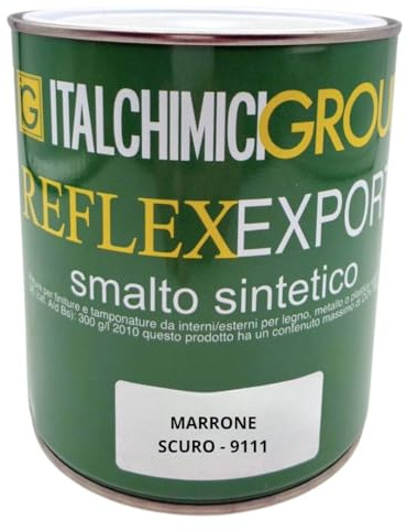 Smalto Sintetico Marrone Scuro 750 ml per Esterni e Interni - Vernice Brillante ad Alta Resistenza per Legno e Ferro | Applicazione a Pennello o Spruzzo