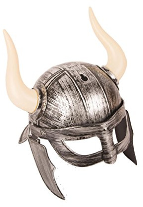 Karneval-Klamotten Wikinger-Helm für Erwachsene - Grauer Nordmann-Helm mit Hörnern für Karneval und Festivals