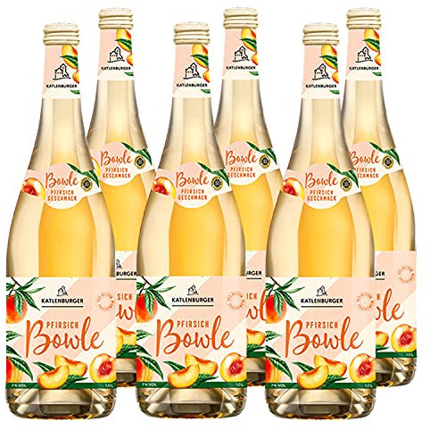 Katlenburger Pfirsichbowle Fruchtweinbowle Süß, Fruchtwein mit Kohlensäure im 6er Pack