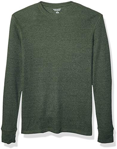 Amazon Essentials Men's Regular-Fit Long-Sleeve Waffle Shirt, Olive Heather, XXL