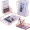 Simmer Stone Office Supplies, 4 in 1 Decorative Desk Accessories Organiser Set, File Holder, Letter Sorter, Desk Tray and 3 Slot Desk Organiser (Rose Gold)