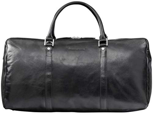 dbramante1928 - Kastrup 2 Weekender Reisetasche für Damen & Herren - Tasche mit strukturierten Ledergriffen & einem Schultergurt - Aus echtem Vollnarbenleder (Schwarz)