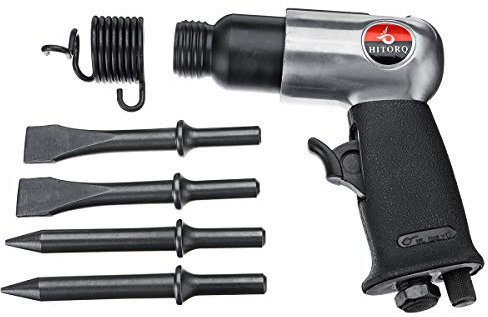 FEVERWORK Air Hammer Drill Gun with 4pcs Chisels 1/4 Inch Chipping Riveting Pneumatic Power Air Tool