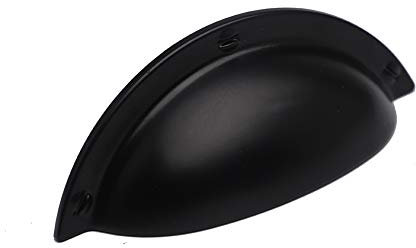 10 PCS Muschelgriff Schubladen Griffe Antik Vintage Griffe Schwarz Schrank Griffe Antik Möbelgriff Halbkreis mit Schrauben 64 mm für Kabinett Schubladen Schrank Apothekerschrank