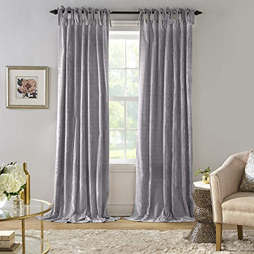 Elrene Home Fashions Korena Rustikaler Vogue-Vorhang aus Pannesamt, 132,1 x 241,3 cm, Grau