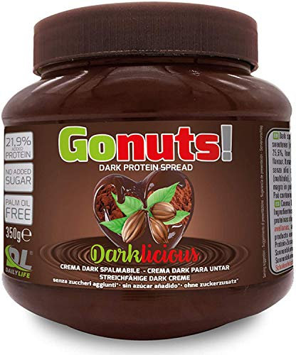 Daily Life Gonuts Darklicious - Cioccolata Fondente Spalmabile di Cacao e Nocciole - Con il 21.9% di Proteine del Siero Del Latte Senza Olio di Palma e Zuccheri Aggiunti - 350 gr