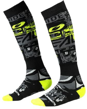 O'NEAL | Mountainbike Motocross Socken | MTB Downhill Freeride | Schweißabsorbierend, Verstärkter Fersen & Sohlenbereich | Pro MX Sock Ride | Unisex | Erwachsene | Schwarz Neon-Gelb | One Size