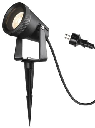 SLV SAMRINA | Mobile Erdspiessleuchte, Außenlampe, Beleuchtung von Garten, Terrasse, Pflanzen, Wegen, Teich, LED Aussen-Leuchte| GU10, IP65, schwarz, mit Stecker