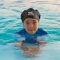 BRDLOCK Bonnet de bain en silicone pour enfants à cheveux longs, imperméable pour cheveux afro/bouclés, extensions de cheveux longs (noir, taille M)