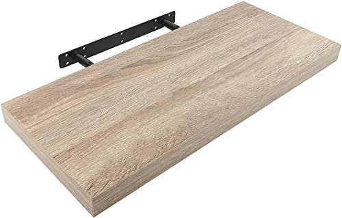 Wandregal 60 x 25 x 4 cm, Schwebend Hängeregal gealterte Eichenfarbe, Wandboard Bücherregal Regale Dekorativ maximale Belastung 25kg