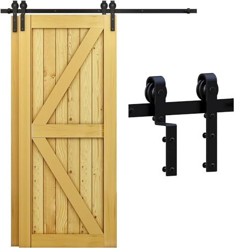 CCJH 7.5FT/224cm Schiebetürsystem Laufschiene Schiebetürbeschlag für Bypass 2 Holzschiebetür Zubehör Barn Door Hardware Kit Schwarz