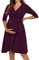 KOJOOIN Robe de Maternité Robe de Maternité pour Femmes Enceintes Robe d'allaitement Col en V à Manches Longues avec Ceinture Dunkelrot L