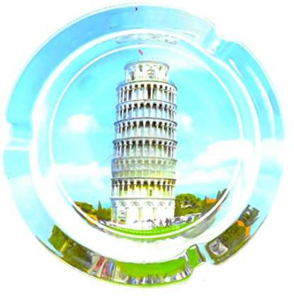 Cendrier en verre, La tour inclinée de pise, Place du Duomo, Italie, (10 cm x 10 cm) collecteur de cendres en verre classique rétro. décoration forte. fumeurs
