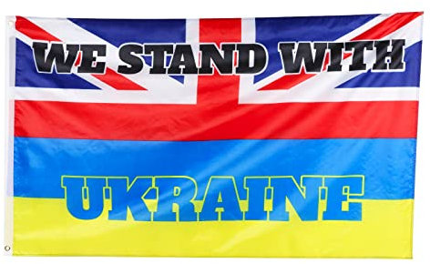 Toyland® 5ft X 3ft (150cm X 91cm) Union Jack/Ukrainian flag - WE STAND WITH UKRAINE Show Support For Ukraine