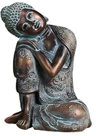 Fenteer 23cm Resin Sleeping Buddha Statue Hand Carved Sculpture Handmade Figurine Decorative Home Decor Accent Handcrafted Sitting Resting Buddha