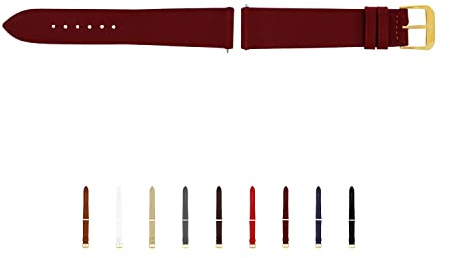 SELVA Uhrenarmband, 14-24 mm, Leder, zum Wechseln, Ersatzarmband für Smartwatch, Made in Germany, Größe:14 mm, Farbe:Bordeaux mit Goldener Schließe