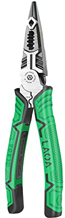 LAOA Needle-Nose Pliers 5 in 1 Multifunction Electrician Pliers Can Clamp,Stripping,Cut Iron Wire,Crimp Terminal,Pull Wire for Electrician Decoration,Electrician Maintenance,Car Wiring