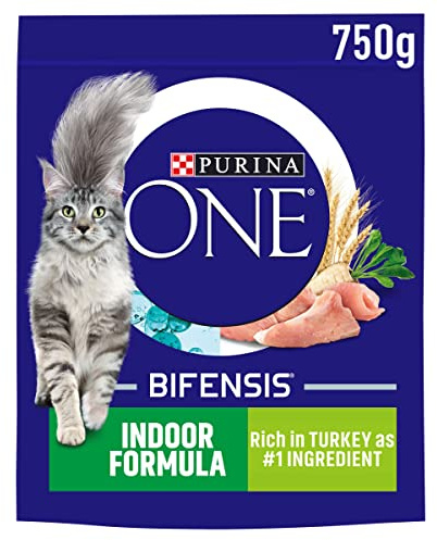 PURINA ONE Indoor Turkey Dry Cat Food 750g (Pack of 4)