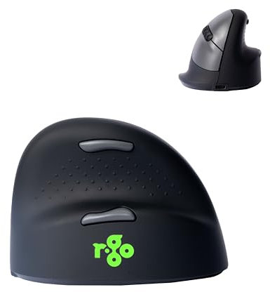 R-Go HE Break - Mouse ergonomico senza fili Bluetooth – Mouse verticale Ergo, mano piccola, previene gomito del tennista/braccio del mouse RSI, click silenzioso – per Windows/Mac/Linux, nero/argento