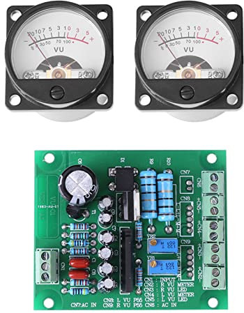 2X Pcs Vu Meter Warm Back, Vu Meter für Stereo Vu Meter Light Recording + Audio Level Amp mit Treiberplatine