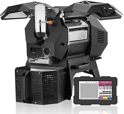HYQNG Commercial Coffee Roaster Machine Automatic Coffee Bean Roaster 400g/600g/1200g, Hot Air Coffee Bean Roasting Machine with Temperature Curve & Automatic Chaff Collector Rapid Cooling 600g black