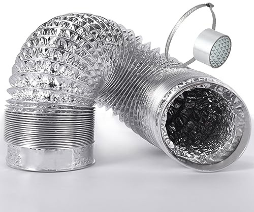 Lüftungsschlauch Mit 2 Schlauchschelle Aluflexrohr Flexrohr Lüftungsrohr Für Abluftventilator, Badezimmer, Küche, Hydroponik Abluftschlauch Ø 80/100/110/120/150/160/170/180/200mm (Color : 2m, Size :