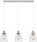 FORCOSO 3 Way Glass Pendant Lights, Modern Ceiling Pendant Light Fixtures with Clear Glass Lampshade, Adjustable Height Industrial Hanging Lamp for Loft Kitchen Island Dining Table - Chrome