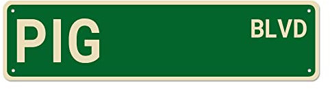 Schwein BLVD Straßenschild, Schwein Schild, Schweine-Dekor, Schweineliebhaber, Geschenk, lustige Wanddekoration für Zuhause/Bauernhaus/Männerhöhle, hochwertige Metallschilder 40,6 x 10,2 cm