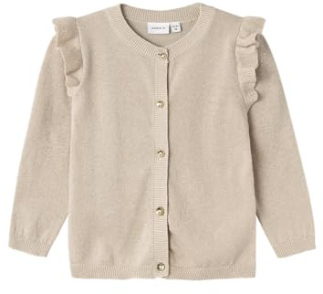 Name IT Mädchen Nmfabinne Ls Knit Card Noos Strickjacke, Peyote/Detail:Tone In Tone Lurex, 92 EU