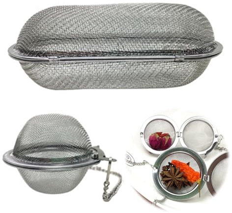 Coladores de bolas de té de malla filtro de té de malla fina con cadena Limpiador a vapor para joyería y colador de hierbas