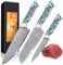 KEENZO 3er Damastmesser Set Küchenmesser Damaststahl 3-Teilig Chefmesser Set mit Chefmesser, Santokumesser, Obstmesser, Hammerschlagoberfläche Kochmesser Set Profi Scharfe mit Kunstharz Handgriffen