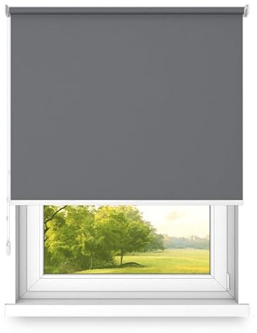 time4blinds Rollos Verdunkelungsrollo Freihängendes Rollo ohne Kassette Wand- oder Deckenmontage Großes Format UV-Schutz Thermische Eigenschaften Solides Design 150x200 cm Hellanthrazit - rechts