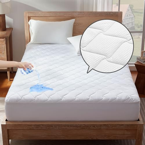 SONIVE Bezug Matratzenschoner 200 x 200 cm Wasserdicht,wasserdichte Matratzenauflage,Öko-TEX Zertifiziert Matratzentopper,für alle Jahreszeiten,Weiß