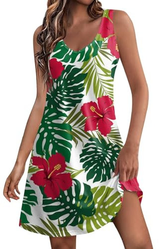 Robe De Plage, Robe Short Demoiselle d'honneur Vert Sauge Hawaienne Boheme Chic Été Femme Longue Manche Courte Robe Hawaienne Femme Grande Taille 52 54 56 Top Chic Et Élégant (2-Chaud Rose,L)