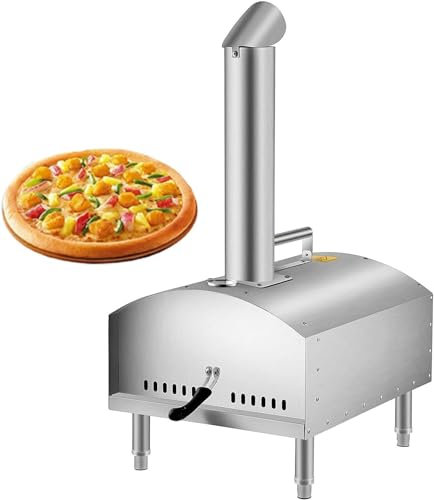 Horno de Pizza para Exteriores de Acero Inoxidable con Cortador de Pizza y Piedra para Pizza, Horno de leña de Primera Calidad para el jardín, se Puede Utilizar con pellets, carbón y briquetas