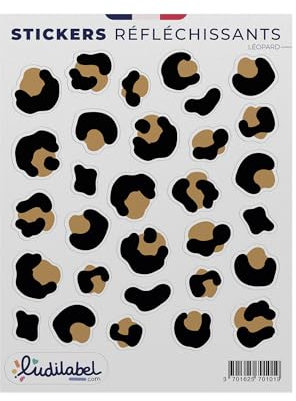 Adesivi riflettenti Classe 1, visibili a 100 m, per bicicletta, monopattino e casco (motivo leopardo)