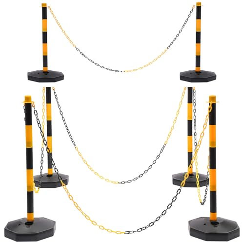 VonVVer Kettenpfosten Kettenständer 6 Stück 85cm - Absperrpfosten Kettenpfosten aus Kunststoff Absperrung Sperrpfosten