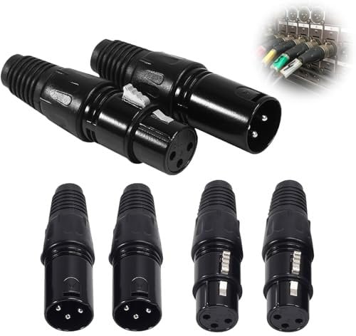 ALAMSCN 6-teiliges 3-poliges XLR-Kabel mit XLR-Stecker und -Buchse, geeignet für Mikrofone, Audio-Geräte und Bühne, 3 cm lang