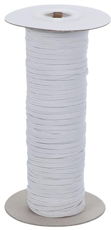 PATIKIL Cordón Elástico 3mm x 45 Metros, Cuerda Elástica Plana de Poliéster para Costura, Manualidades DIY, Blanco