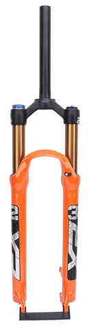 KKPLZZ Forcella ammortizzata Cycle, 120 Mm, in lega, antiurto, sgancio rapido, forcella a molla pneumatica, arancione (26 pollici)