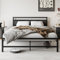 VECOCHO King Size Bed Frame with Storage Wooden Headboard, Metal Bed Frame King size Bed Base/Mattress Foundation, Enhanced Support Noise Free,Black