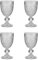 Wine Glasses Set of 4 Embossed Vintage Style Wine Goblet Glassware Set Dishwasher Safe Wine Glass Set Colourful Baroque Footed Wine Chalice Tumblers (Clear)