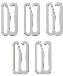 dalipo BH-Trägerhaken, BH-Trägerschieber, Hakenverschluss, Gurtschieber, Metall, Silberfarben, 5 Stück (Trägerbreite 15mm, Haken)