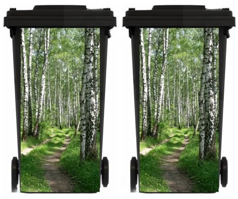 FJISD 2 Sheets Flowers Leaves Wheelie Bin Stickers Self Adhesive Dustbin Sticker Decorative Decal for Wheelie Bin, Fridge, Bins Wall, Indoor Outdoor